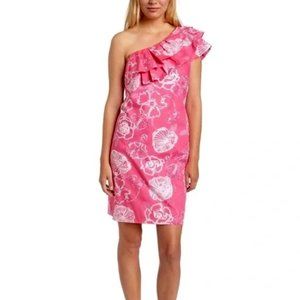 Lilly Pulitzer Dahlia Ruffled One Shoulder Dress in Pink